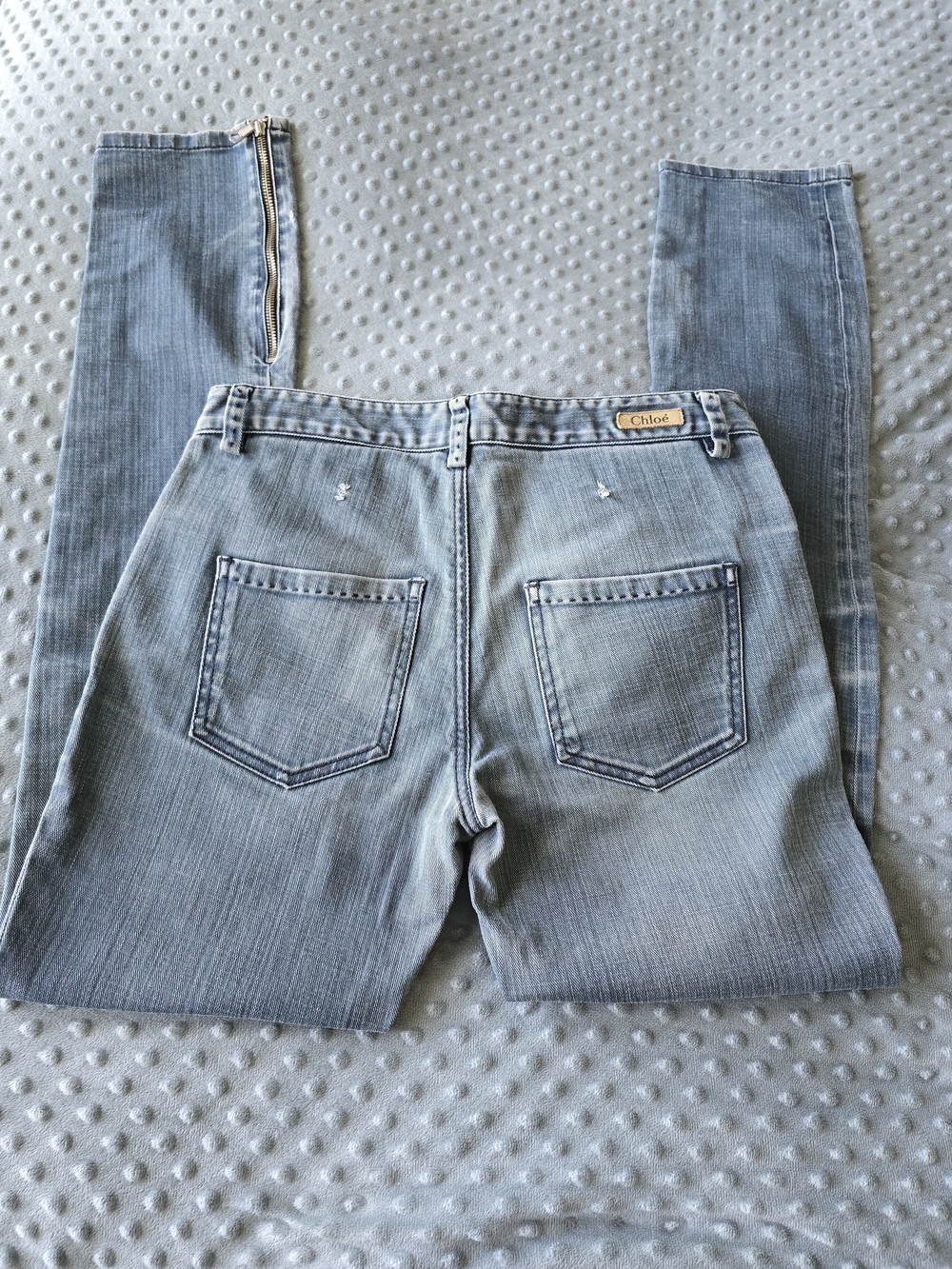 Vintage Chloé Light Wash Zip Ankle Skinny Jeans FR 40 Fits US 4/6